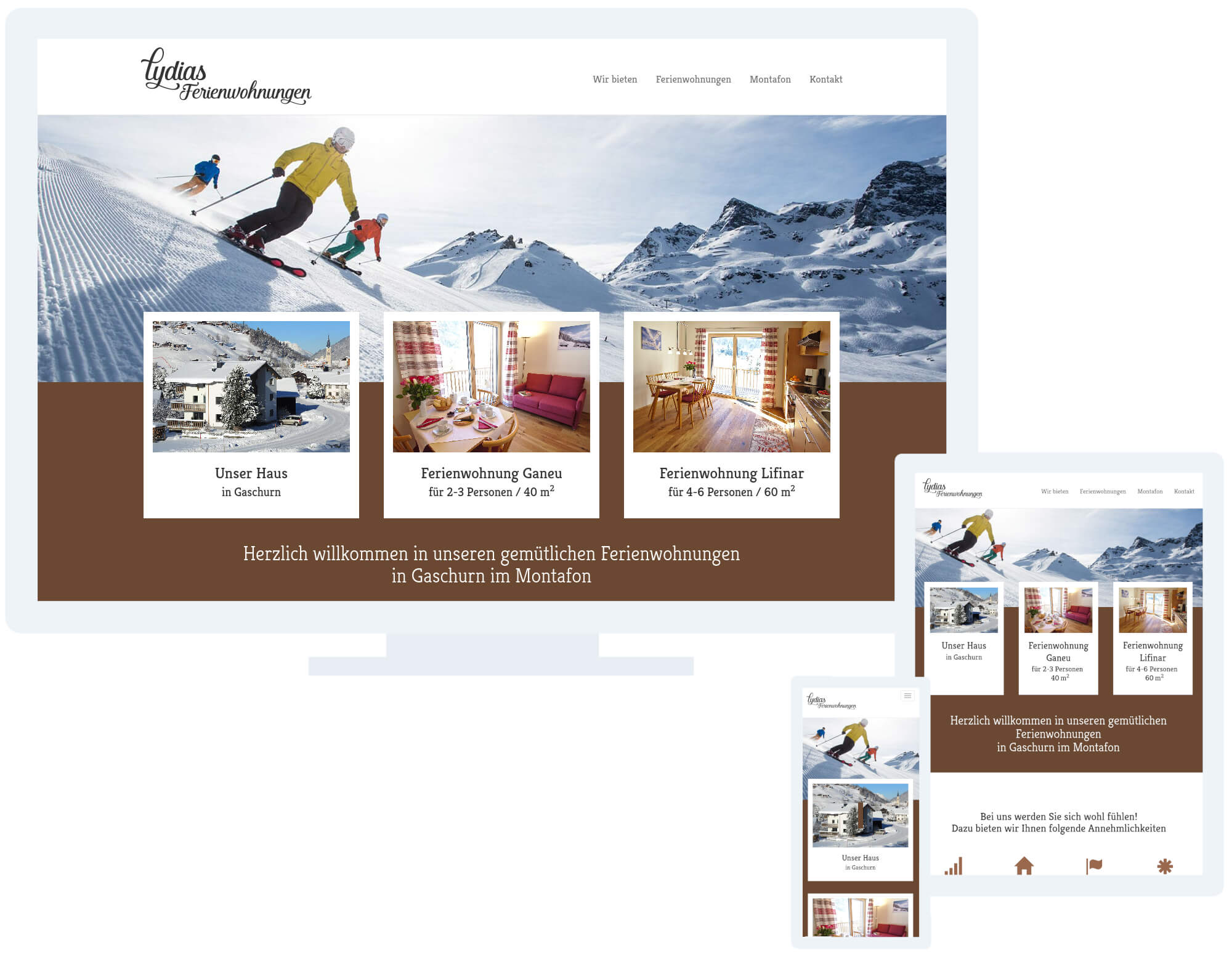 Website Lydias Ferienwohnungen Clea Rüdisser