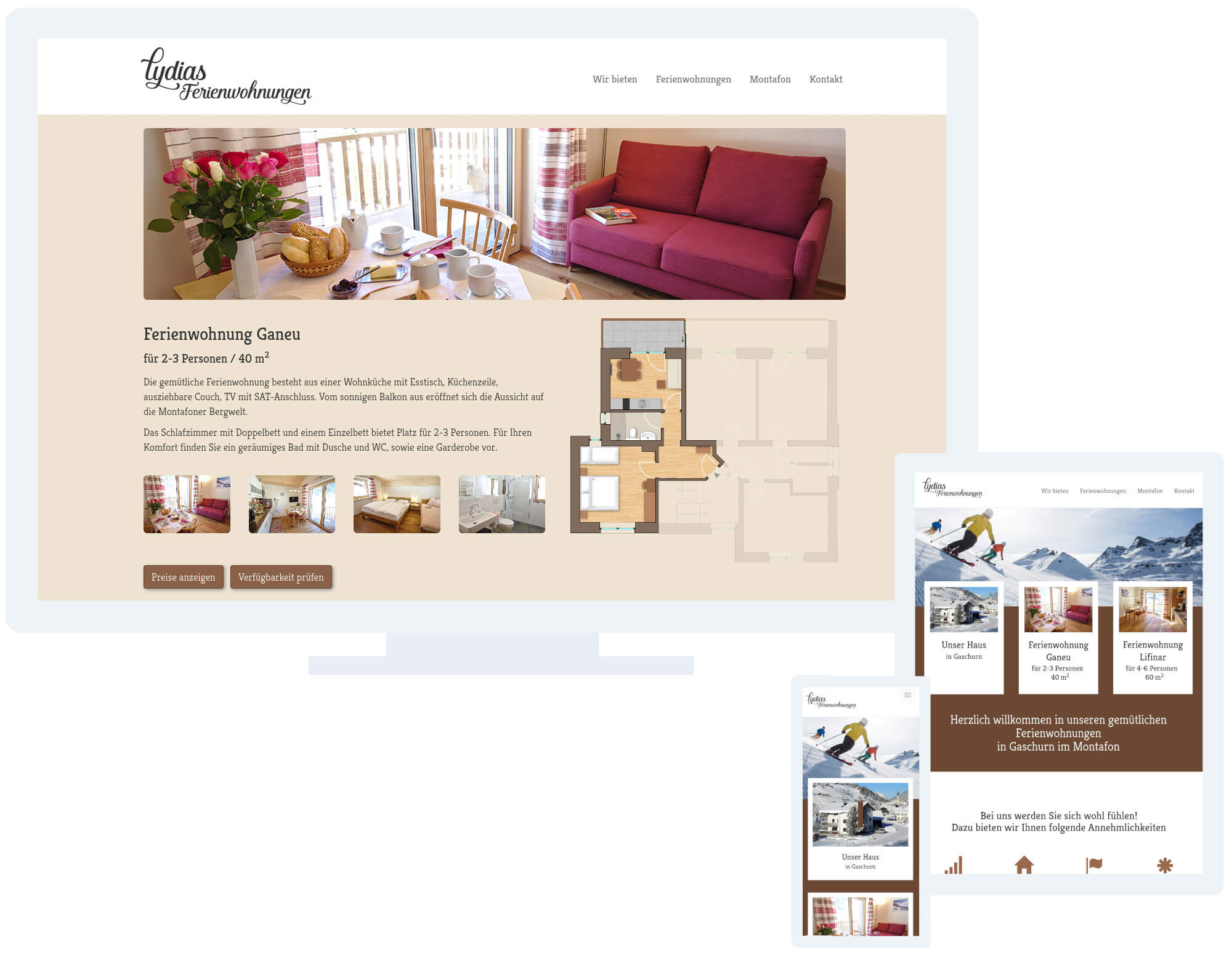 Website Lydias Ferienwohnungen 3 Clea Rüdisser