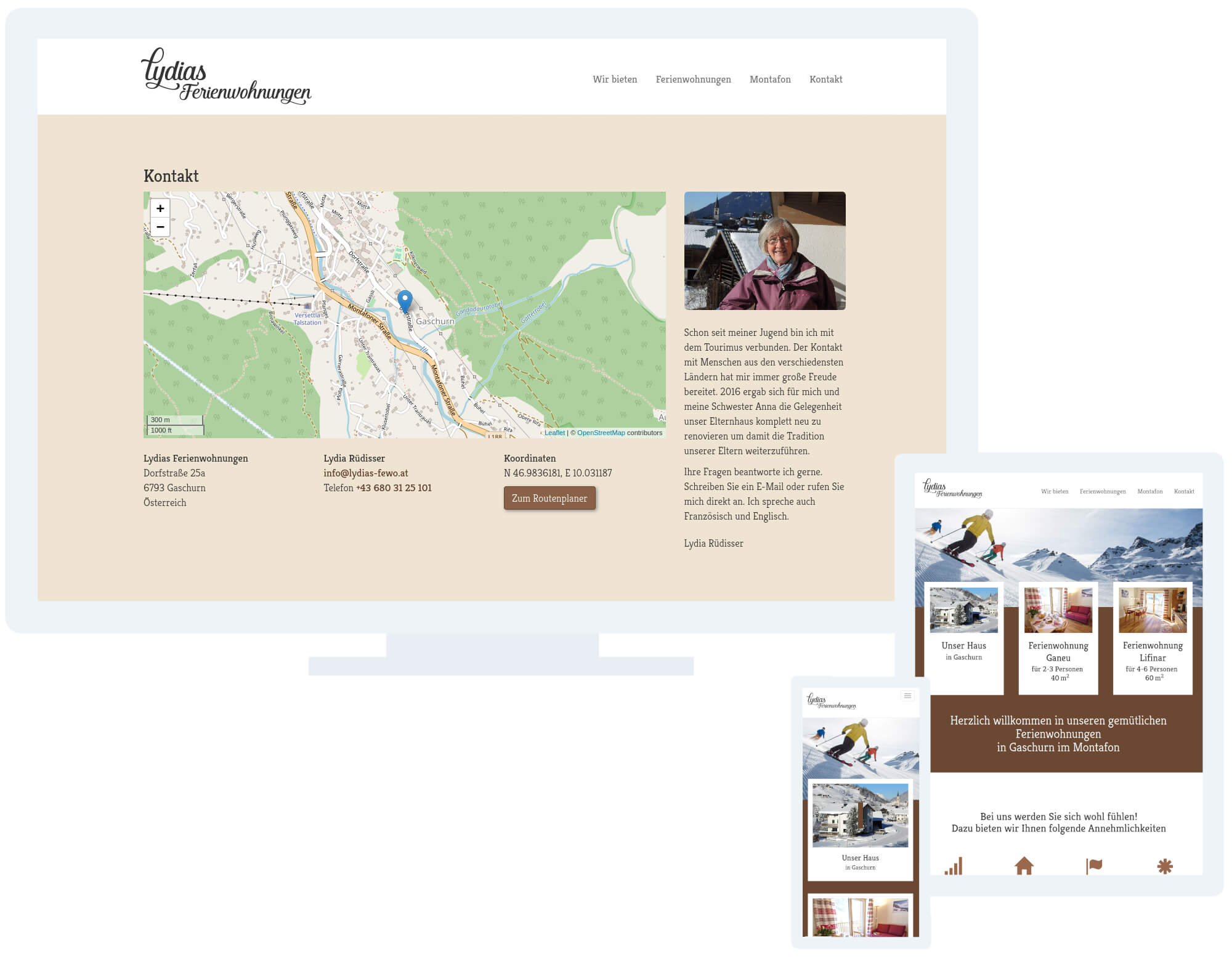 Website Lydias Ferienwohnungen 4 Clea Rüdisser